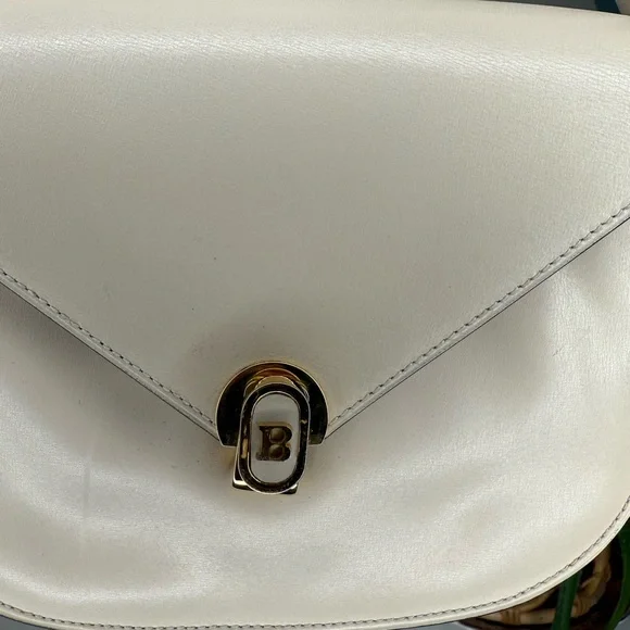 VTG 70s Bally International Cream Leather Shoulder Bag Italy Made Gold Hardware - Picture 11 of 14